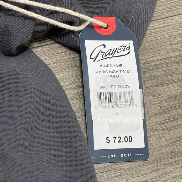Grayers Clothiers Kovac Twisted Polo Shirt Men's Washed Black Short Sleeve NWT. - Picture 5 of 7